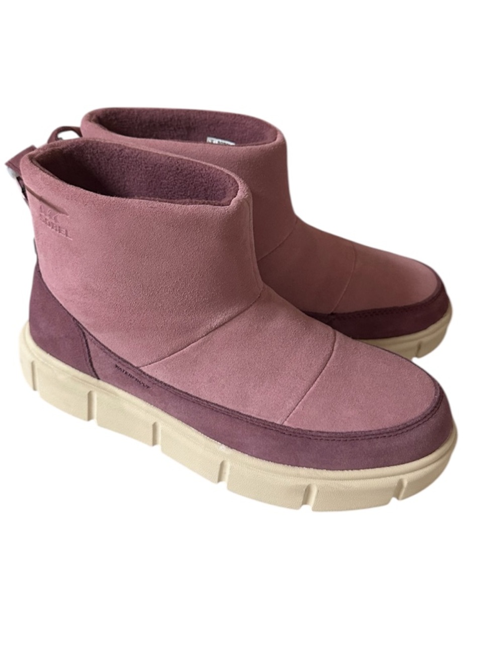 Sorel Mauve & Dusty Rose Suede Ankle Booties with Cream Sole